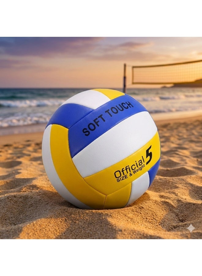 Volleyball Official Size 5 Volleyball – Soft Touch Grip, Durable Material, Indoor & Outdoor Beach volleyball Training Ball for Kids, Teens & Adults (Popular Yellow)